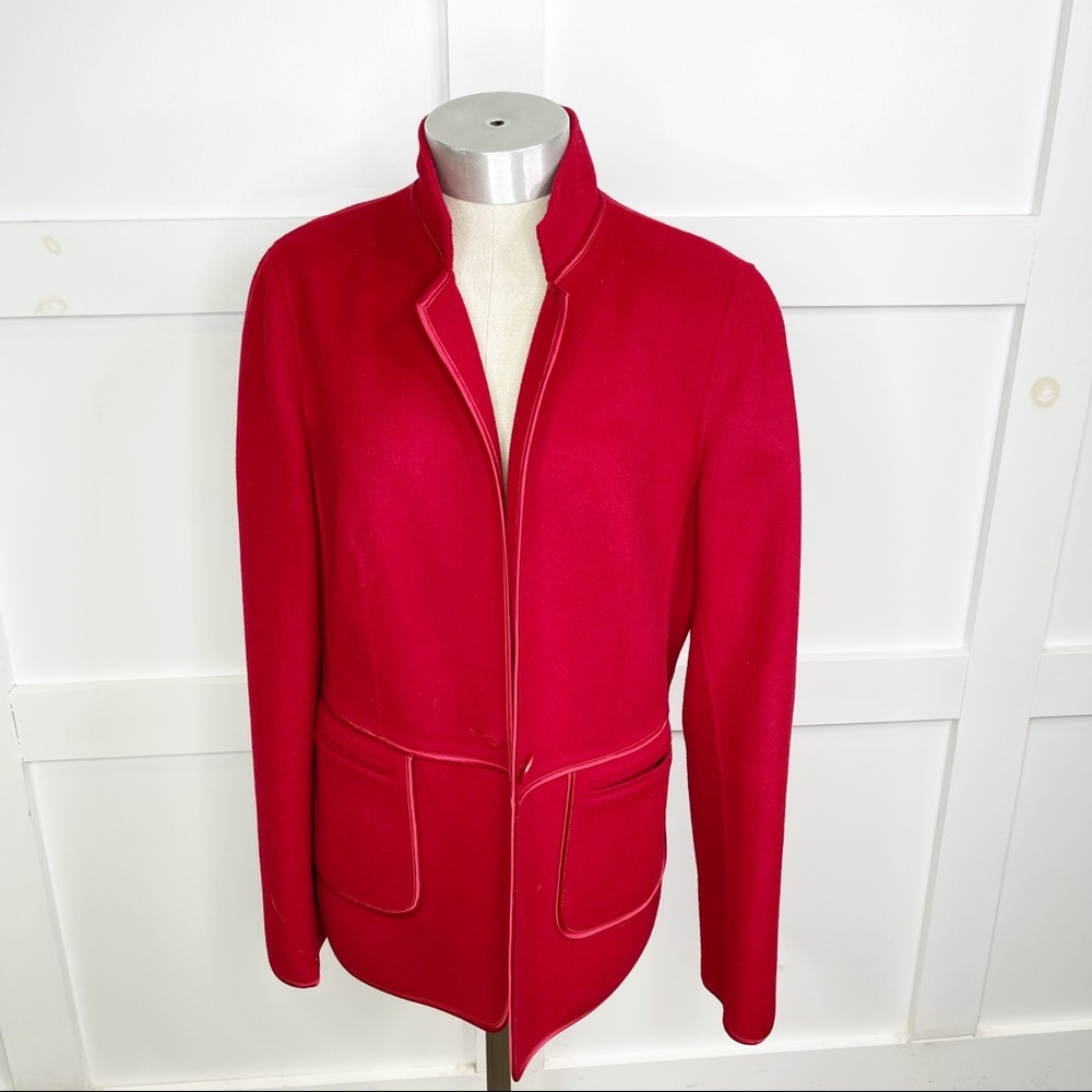 Talbots Red Classic Wool Blazer One Button